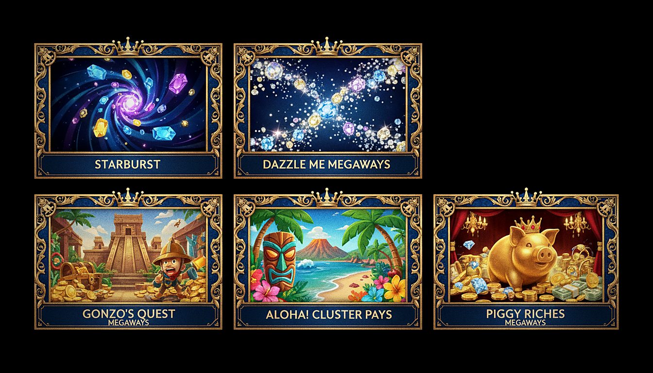 Jeux Prestige Casino: Starburst, Dazzle Me Megaways, Gonzo's Quest Megaways, Aloha! Cluster Pays, Piggy Riches Megaways